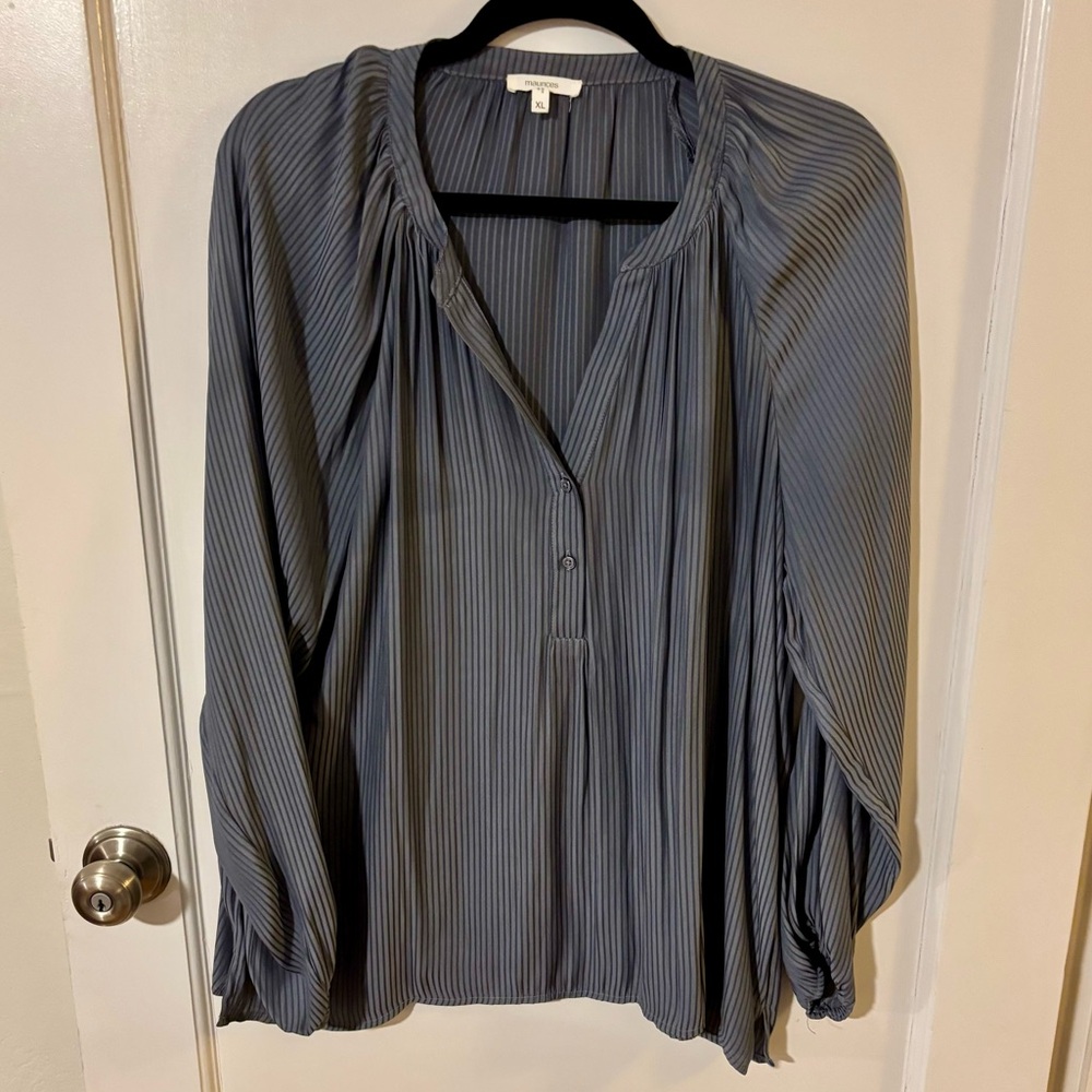 Maurices Slate Gray Pleated Blouse